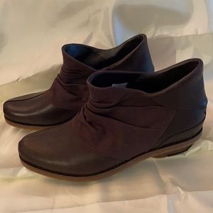 Merrill slip on brown booties